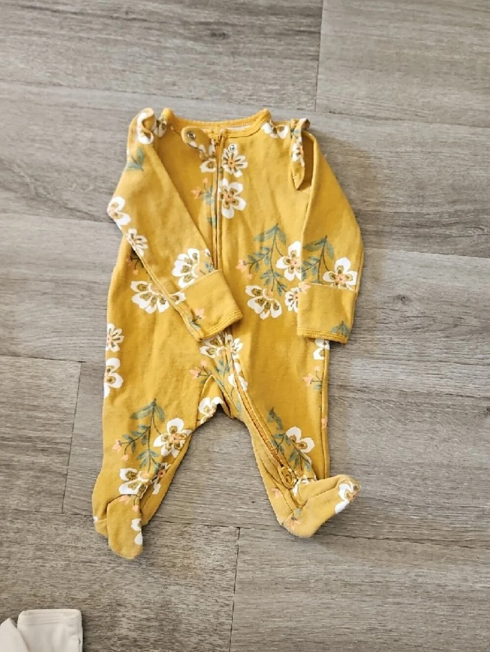 Carter's‎ Floral & Animal Print Footed One-Piece Set - Mustard, Pink & White- 3M